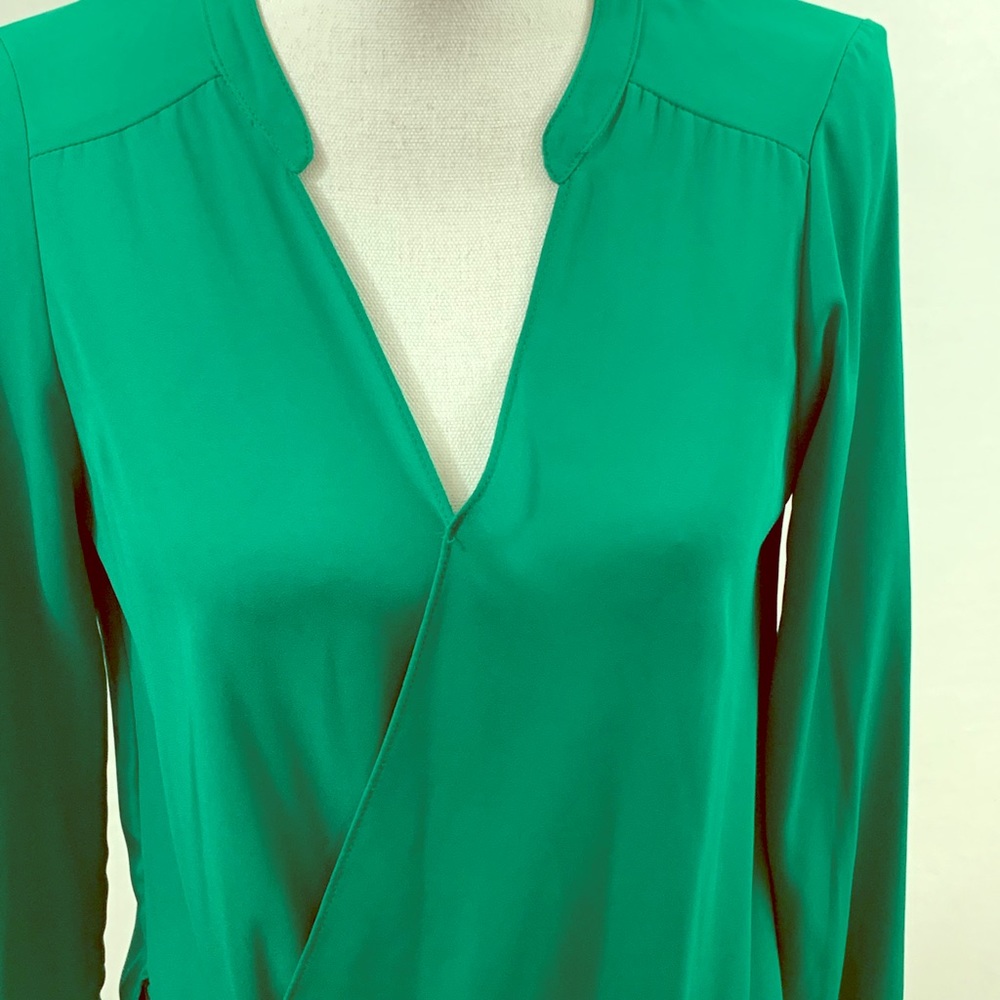 Green V-neck Blouse